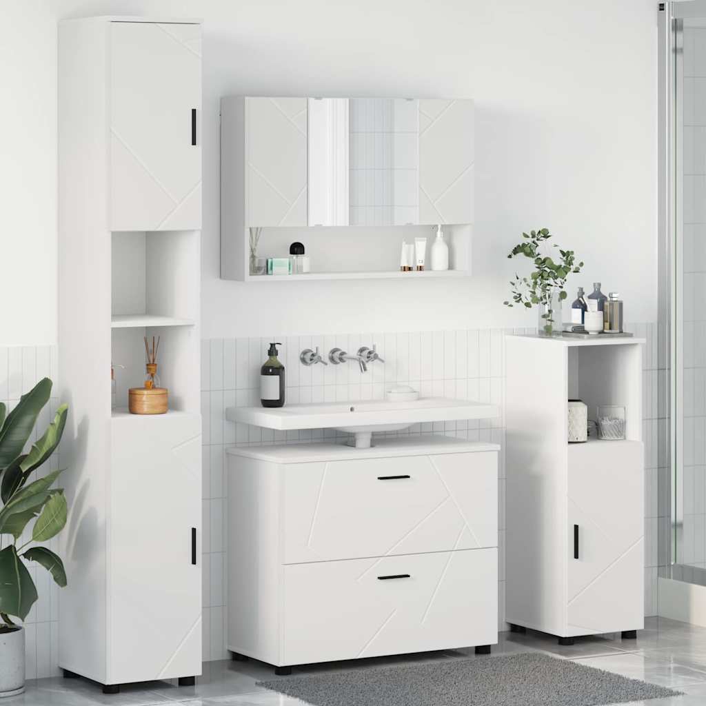 Bathroom Furniture Set with Drawer 4 pcs White 30 x 35 x 192 cm